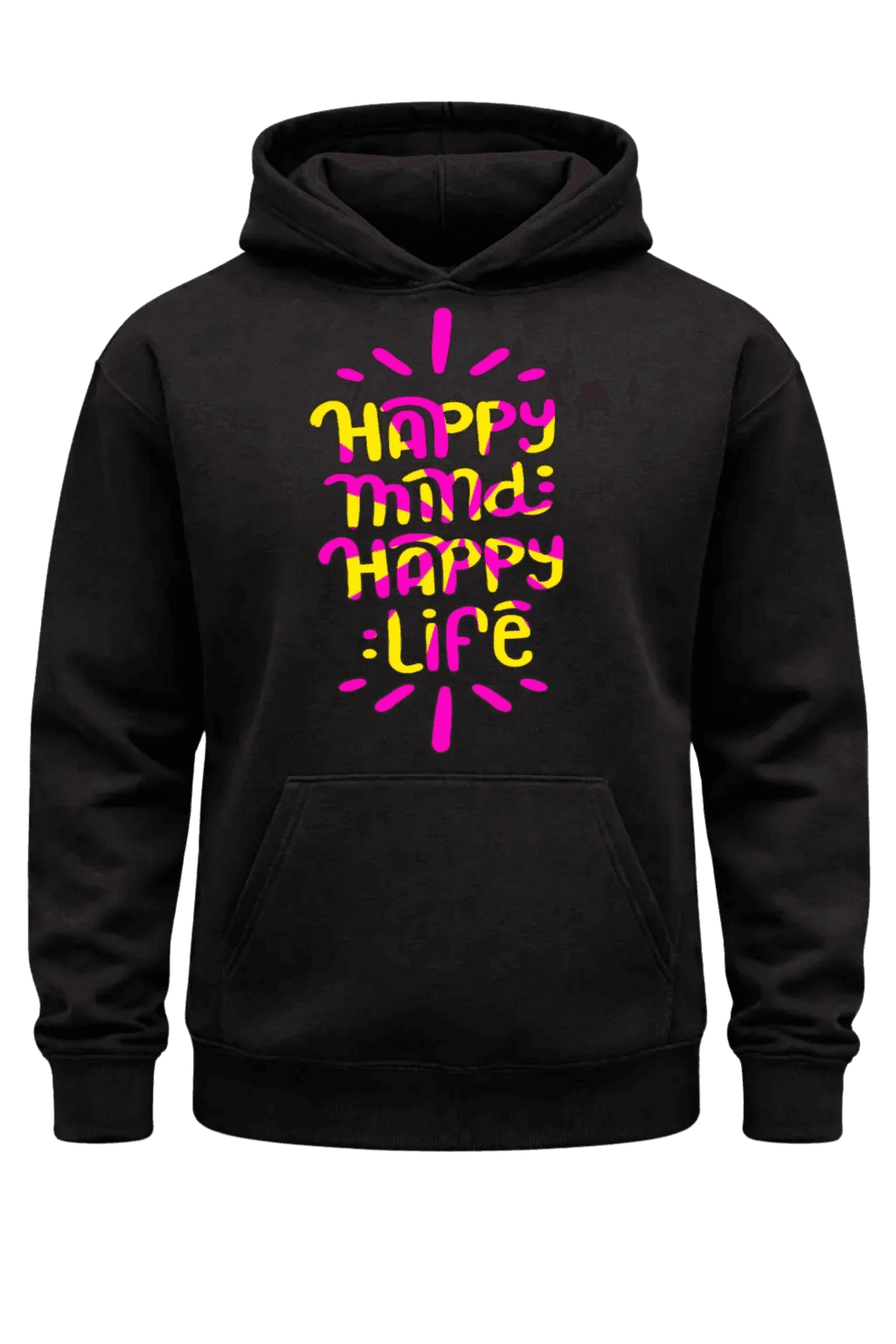 Happy Mind Happy Life Black Hoodie