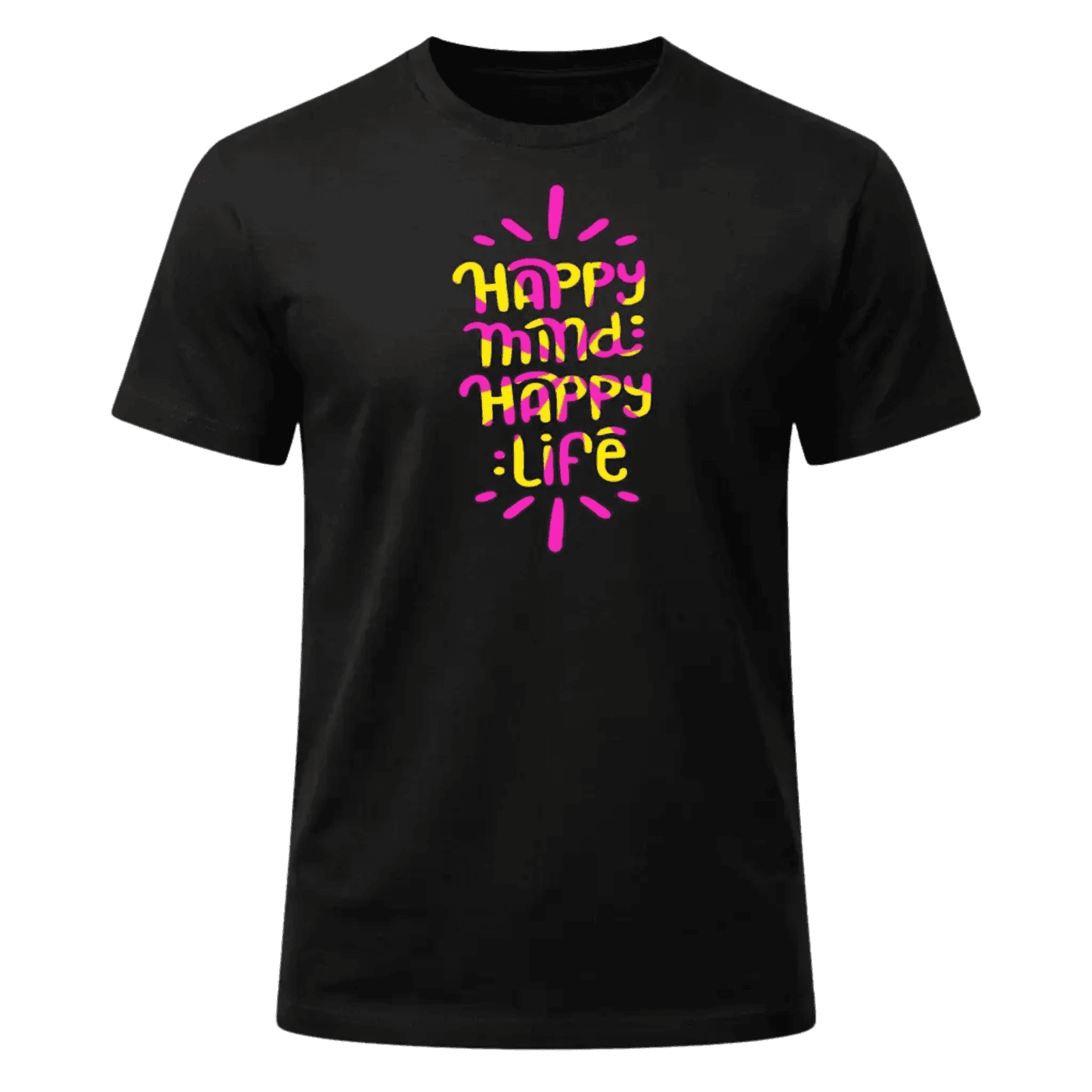 Happy Mind Happy Life Black T-Shirt