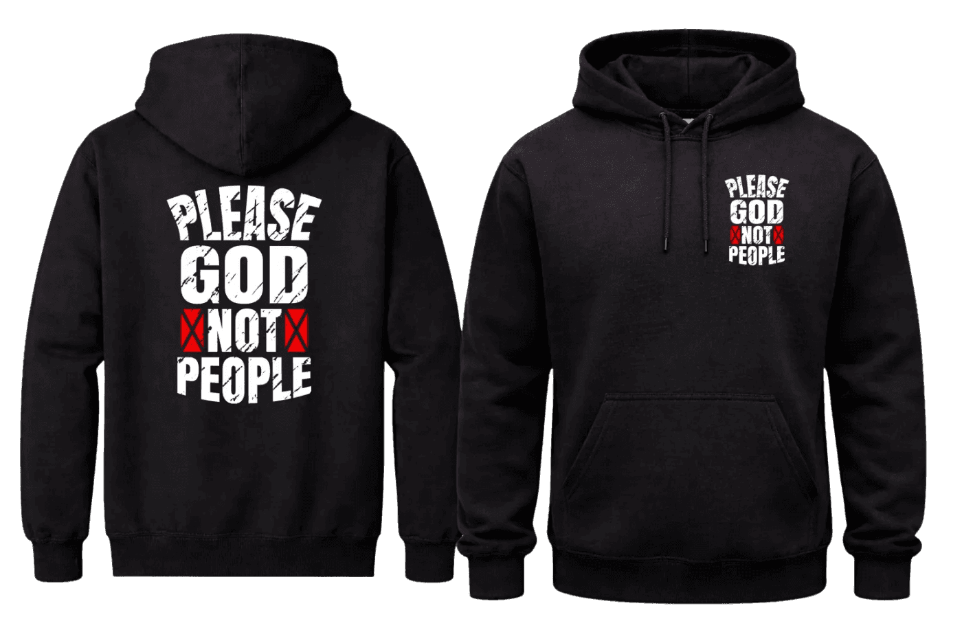 Please God Not People Front And Back Print Hoodie